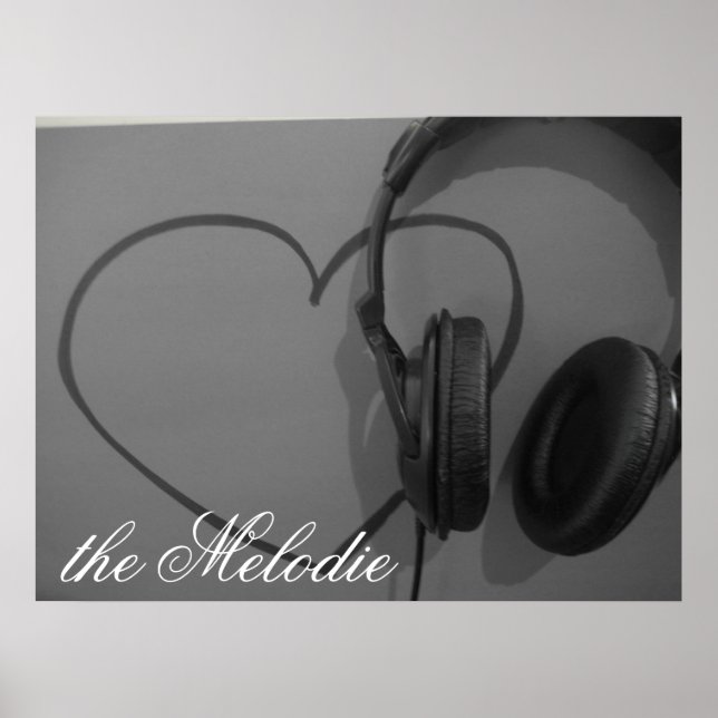 Poster de coração e Fones de ouvido (Frente)