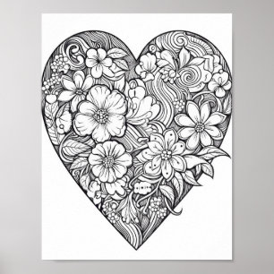 Poster de Coração Floral