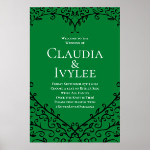 Poster de Coração Gótico Verde e Preto