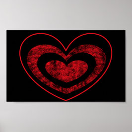 Poster de Coração Vermelho e Preto Pendurado na Pa