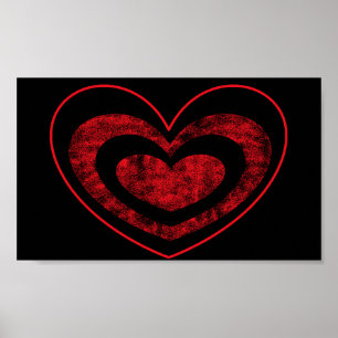 Poster de Coração Vermelho e Preto Pendurado na Pa