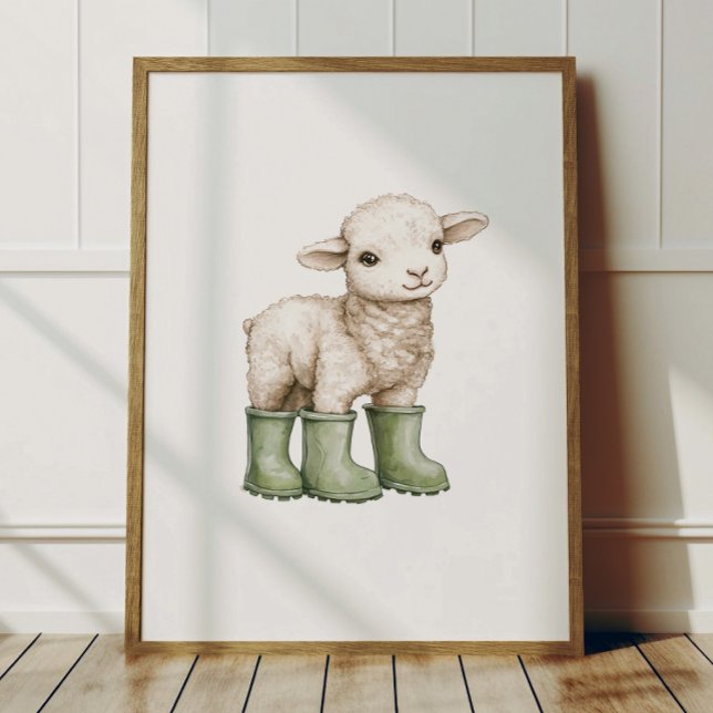Poster de Cordeiro em Botas Verde Musgo Decoração  (Criador carregado)
