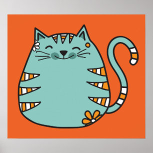poster de cores personalizadas para gatos felizes