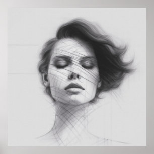 Poster de Corpo da Mulher Desenhadora de Arte Line