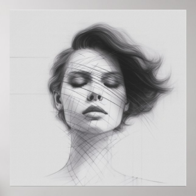 Poster de Corpo da Mulher Desenhadora de Arte Line (Frente)