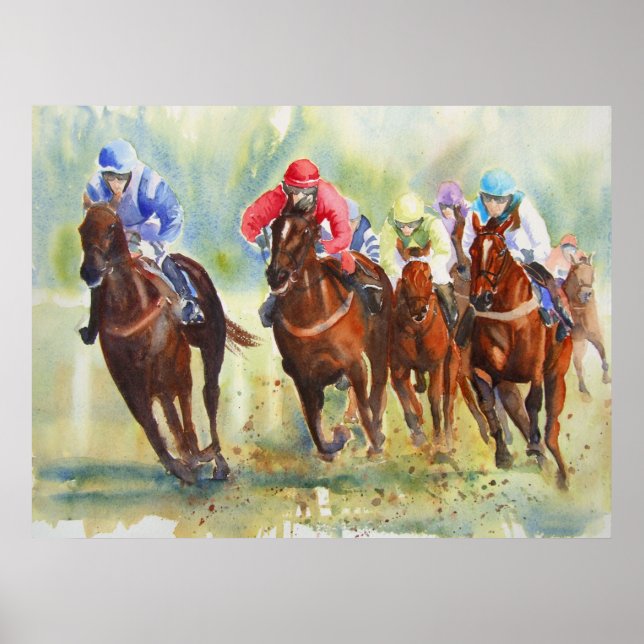 Poster de corridas de cavalos Chase (Frente)