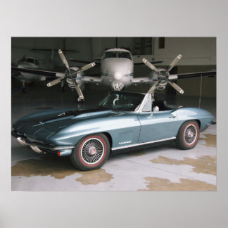 Poster de Corvette de Chevrolet Azul