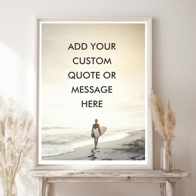 Poster de Cotação de Surfer Sunset para Oceano Per (Custom Ocean Sunset Surfer Quote Poster)