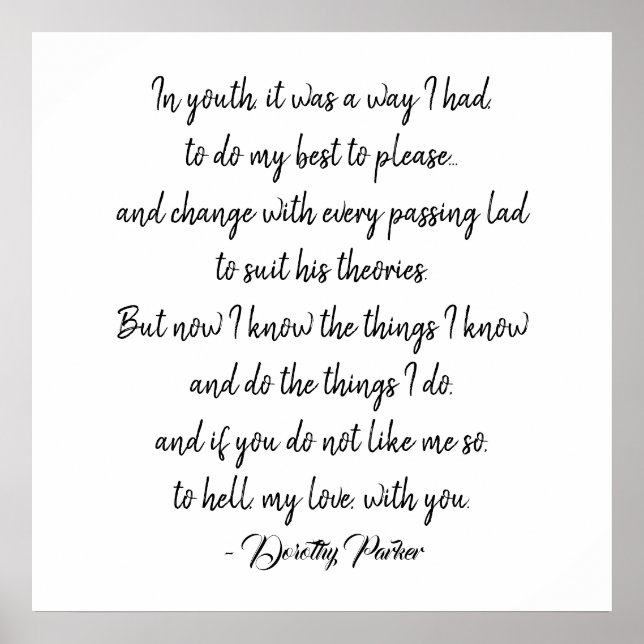 Poster de Cotação Dorothy Parker (Frente)