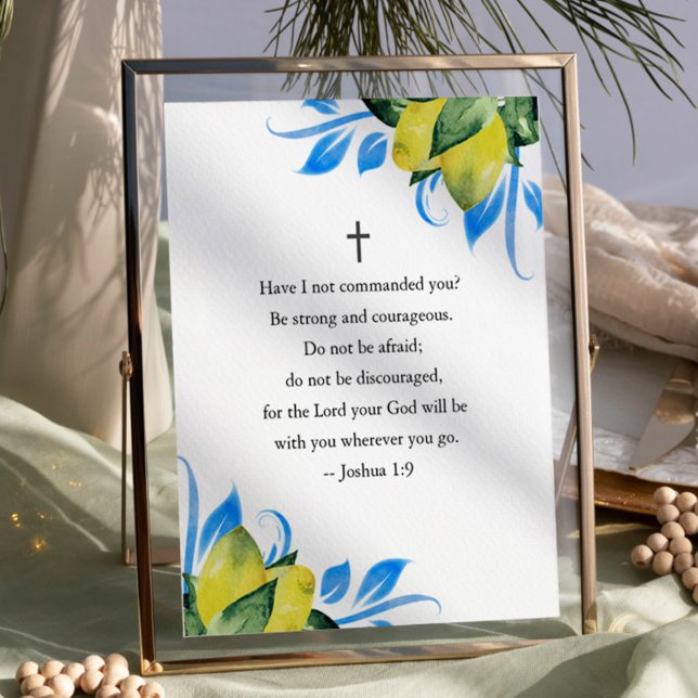 Poster de Cotações Inspirativas (Inspirational quote bible verse watercolor lemon art by Victoria Grigaliunas of Do Tell A Belle)