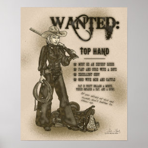 Poster de Cowgirl de Mão Superior