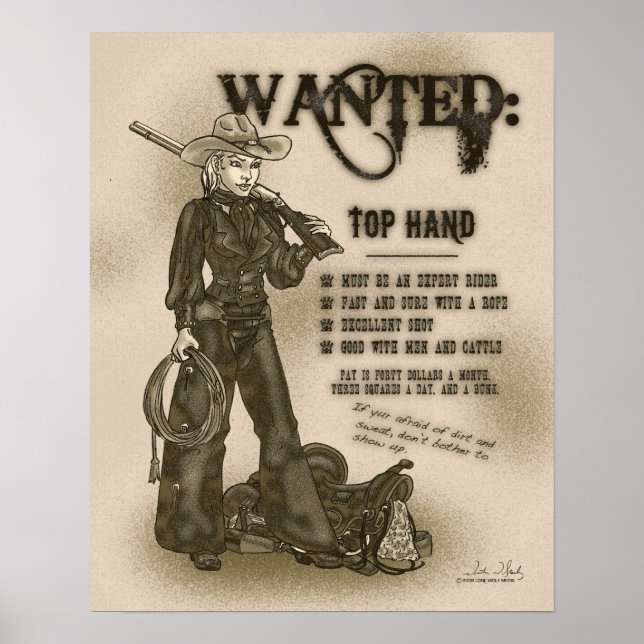 Poster de Cowgirl de Mão Superior (Frente)