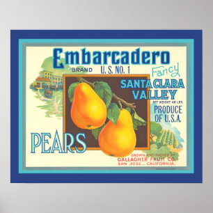 Pôster de Cozinha Arte de Caixa de Frutas Antigas 