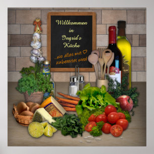 Poster de cozinha com Seu nome