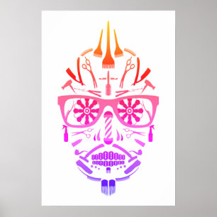 poster de crânio de açúcar em barbearia