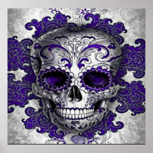 Poster De Crânio De Açúcar Em Roxo