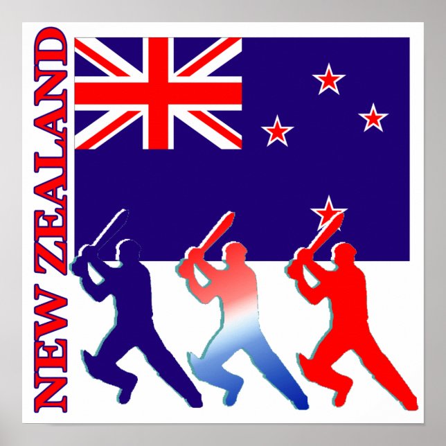 Poster de críquete Nova Zelândia (Frente)