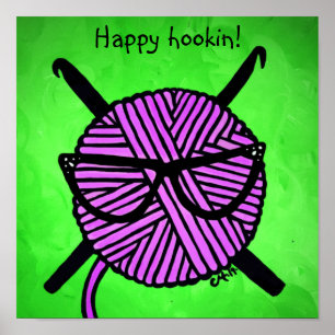 Poster de crochê de Hooket Feliz