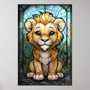 Poster de Cubo de Lion de Vidro Mantido - Arte de 