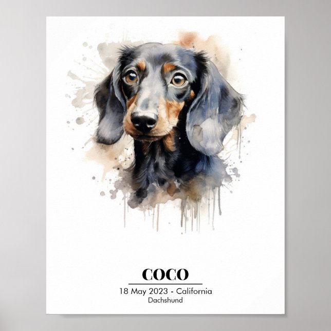 Poster de Dachshund Personalizável (Frente)