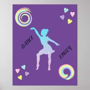 Poster de dança com corações e espirros.