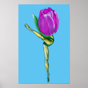 Poster de dança do Balé Ballerina Tulip - Pintura