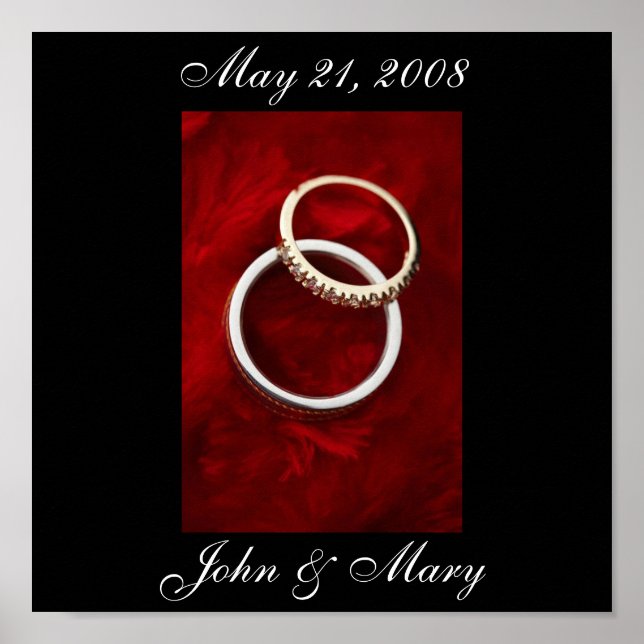 Poster de Data de Casamento até 15x15 (Frente)