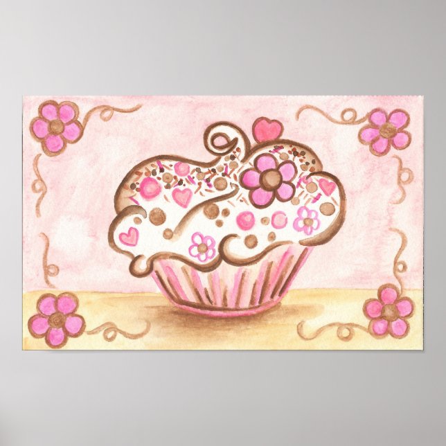 Poster de de Arte de Cozinha de Bakery, Cupcake, r (Frente)