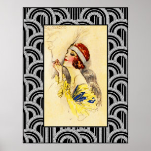 Poster de Deco de Arte com Flapper Vintage.