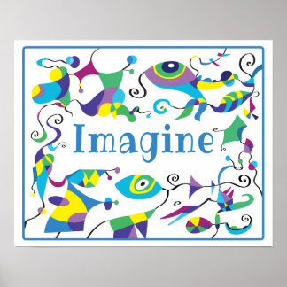 Pôster de decoração abstrata Imagine para quarto d
