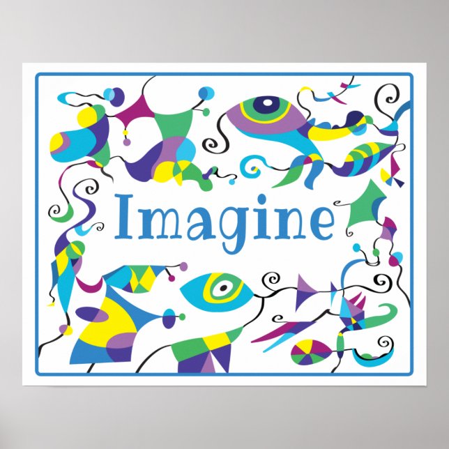 Pôster de decoração abstrata Imagine para quarto d (Frente)