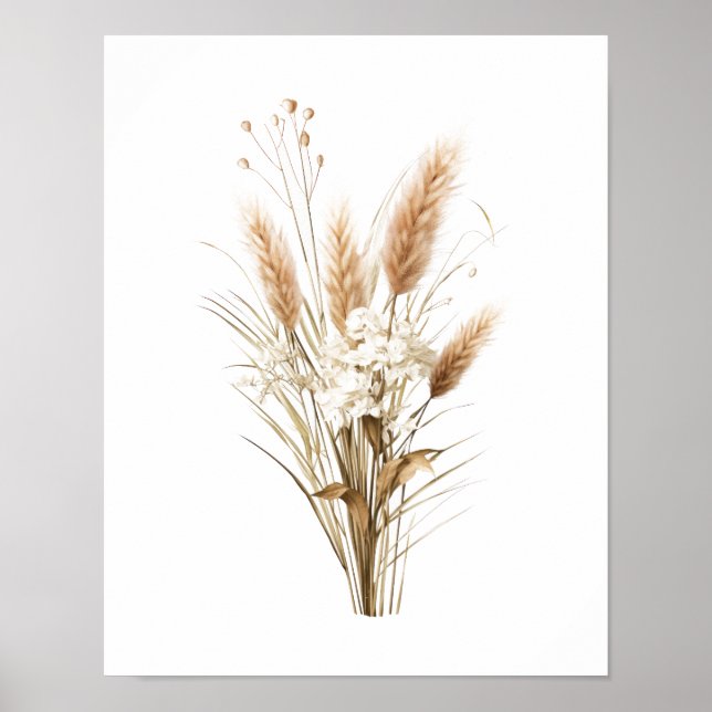 Poster de Decoração Botânica Boho de Grama das Pam (Frente)