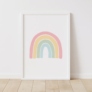 Poster de Decoração de Berçário Arco-íris Pastel