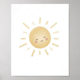 Poster de Decoração de Berçário Neutro Sol Amarelo