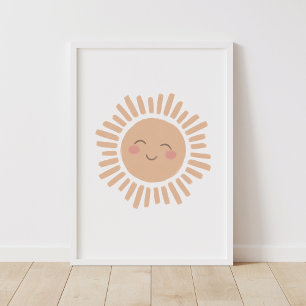 Poster de Decoração de Berçário Neutro Sol Feliz