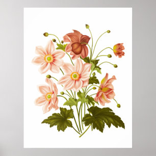 poster de decoração floral de safra
