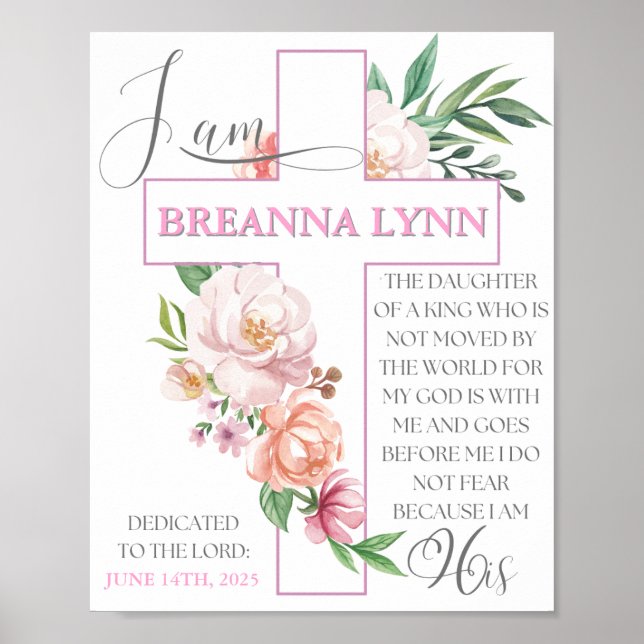 Poster de Dedicação de Bebês - Menina (Frente)