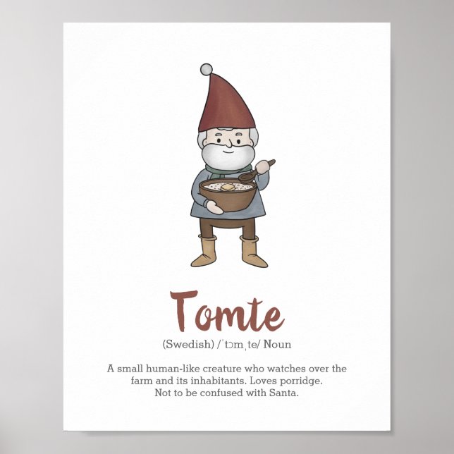 Poster de Definição de Gnome de Tomte Sueco (Frente)