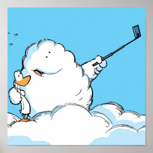 Poster de desenho animado de Duck e Cloud Selfie