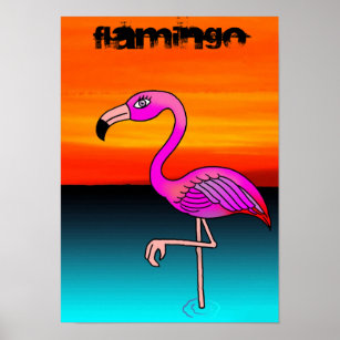 Poster de desenho animado Flamingo