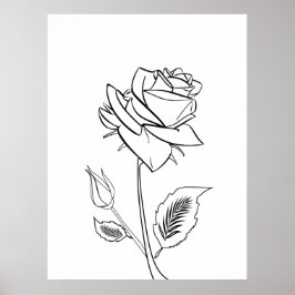 Poster de Desenho da Flor do Rosa bonito