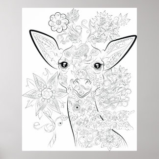poster de desenho de girafa para adultos