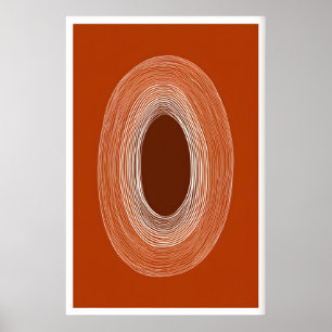 Pôster de Desenho de Linha Abstrata, Forma Oval, Q