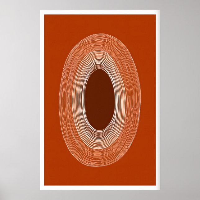 Pôster de Desenho de Linha Abstrata, Forma Oval, Q (Frente)