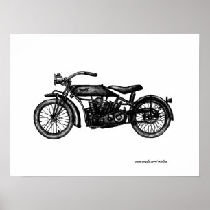 poster de desenho de tinta de motocicleta legal