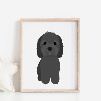Poster de Desenho Negro de Cachorro Dourado