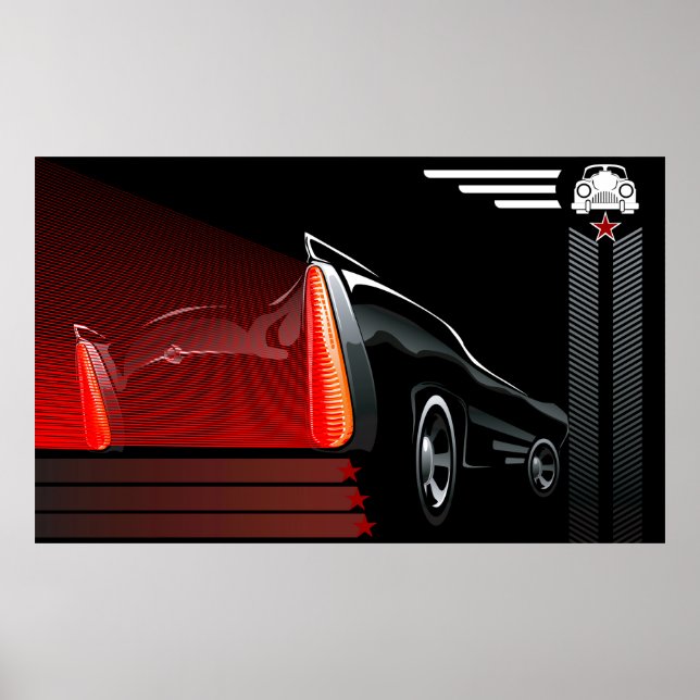 Poster de Design de Retro de Carros Clássicos - Pr (Frente)