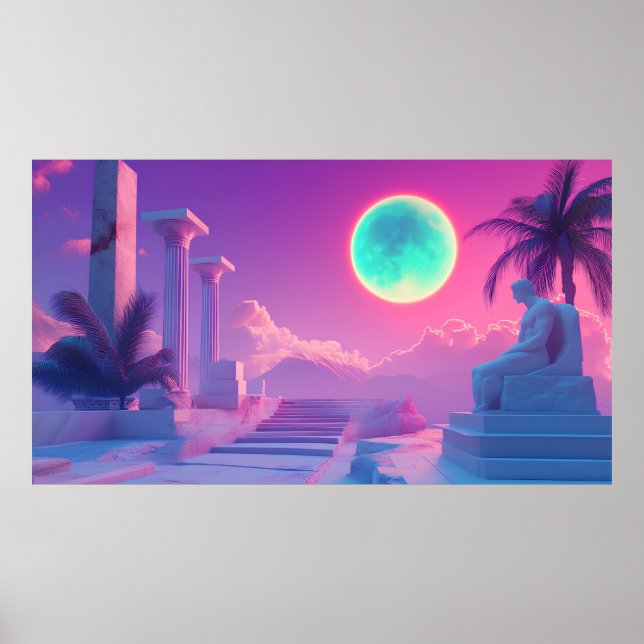 Poster de Deus Grego - Neon Vaporwave Aesthe (Frente)