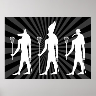 Poster de deuses de Lacrosse - branco no escuro