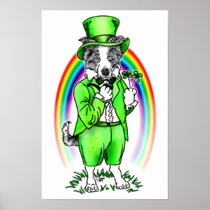 Poster de Dia de São Patrício de Collie de Borda